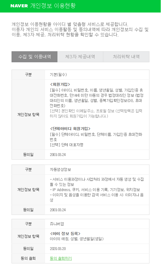 네이버, ‘이용자 개인정보 이용현황 서비스’ 개편 … 세계 최상위 수준의 ‘자기 정보 통제권’ 제공한다
