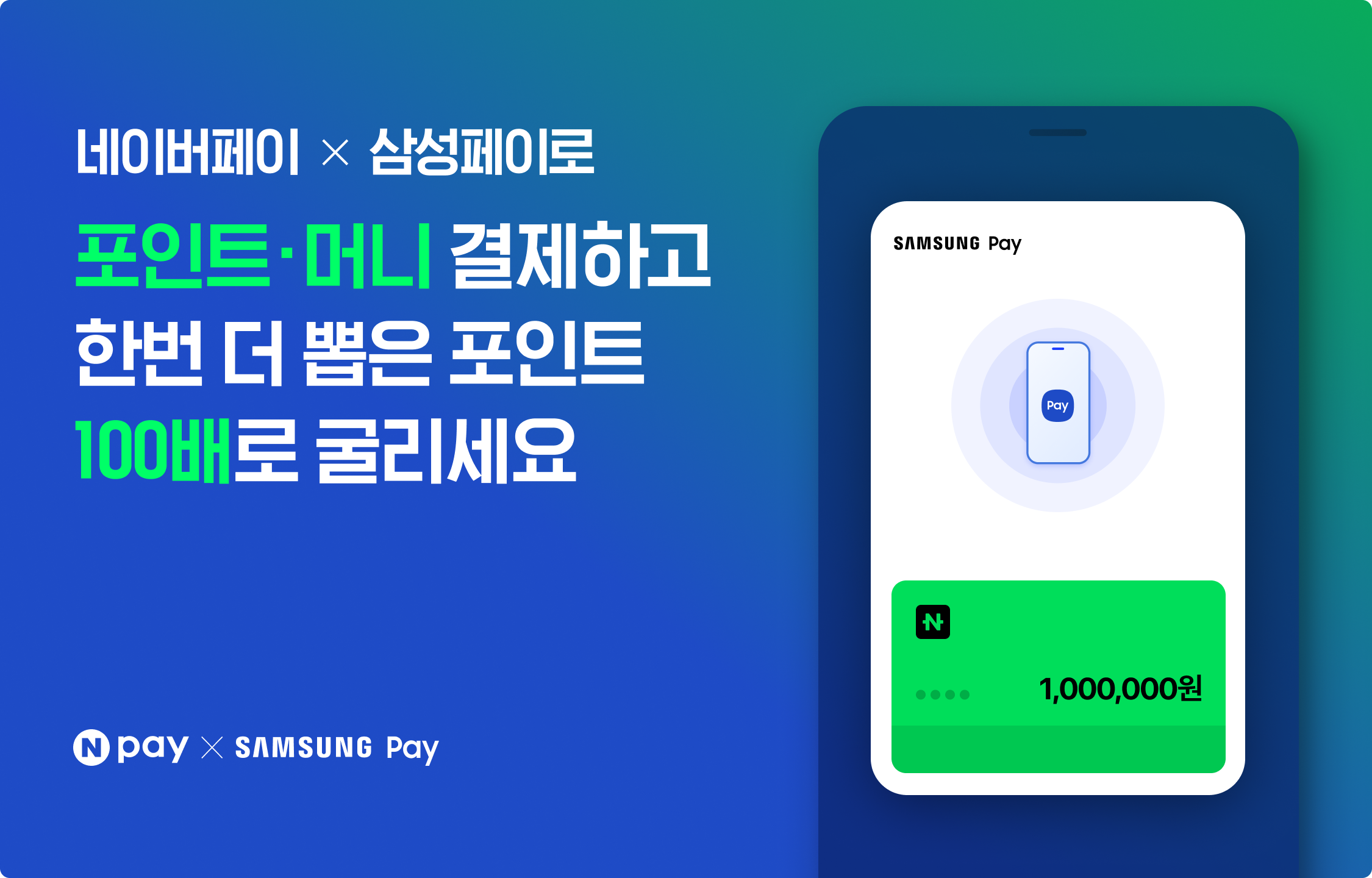 네이버페이 머니•포인트로 언제 어디서나 삼성페이 하세요!